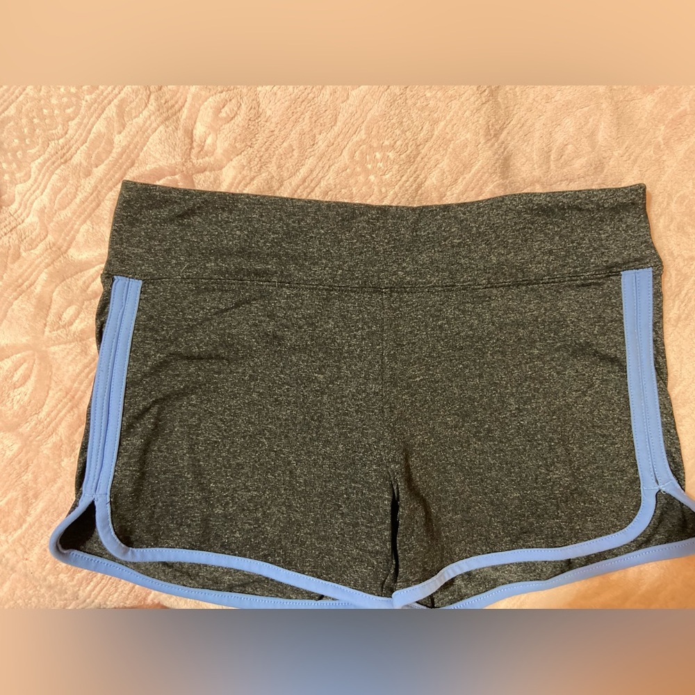 Gray Women's Shorts with Blue Trim